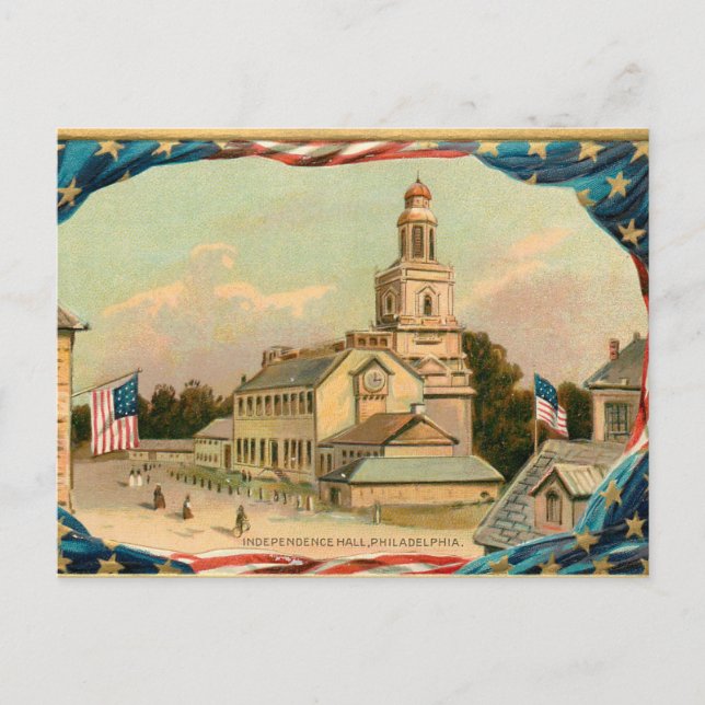 vintage philadelphia independence hall  holiday postcard (Front)