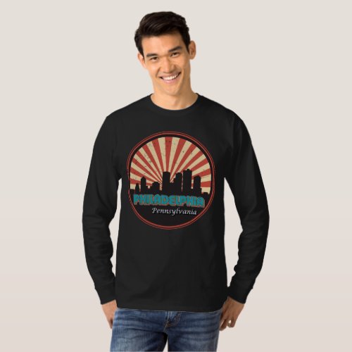 Vintage Philadelphia Pennsylvania Skyline Retro T_Shirt