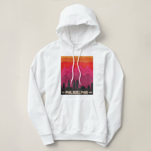 Vintage Philadelphia Philly Pennsylvania Skyline Hoodie (Design Front)