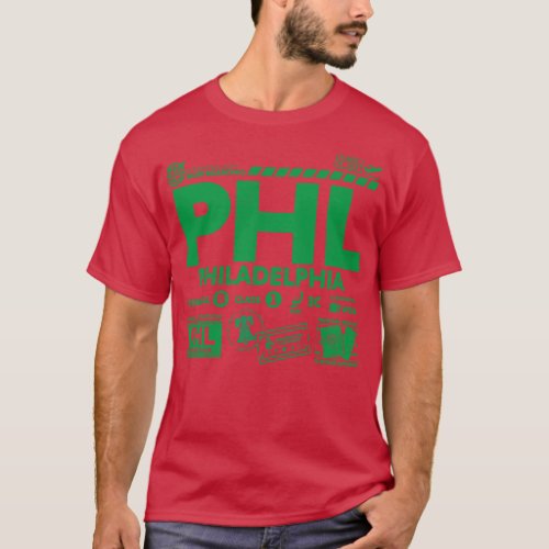 Vintage Philadelphia PHL Airport Code Travel Day R T_Shirt