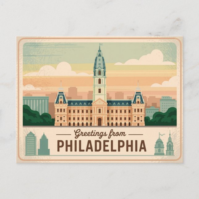 Vintage Philadelphia Postcard | Greetings from (Front)