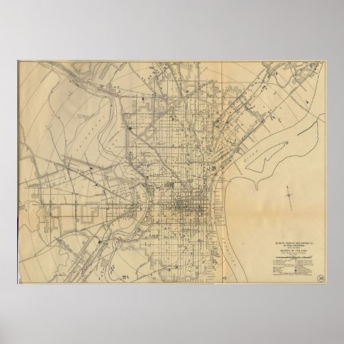 Vintage Philadelphia Railroad Map 1911 Poster