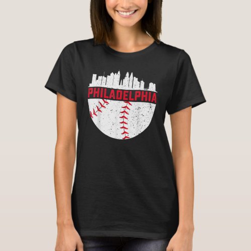 Vintage Philadelphia Skyline Baseball Retro Philly T_Shirt