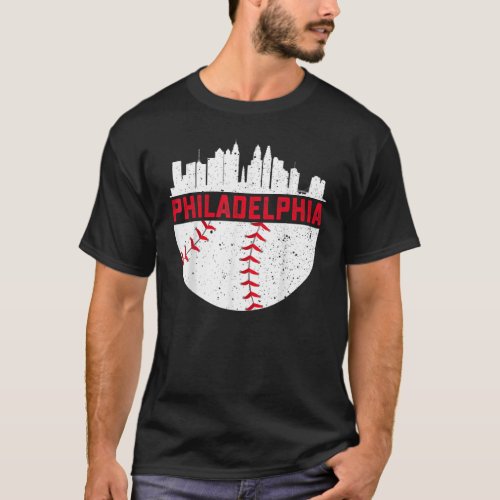 Vintage Philadelphia Skyline Baseball Retro Philly T_Shirt