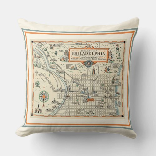 Vintage Philadelphia Throw Pillow