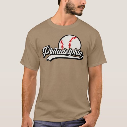 Vintage Philly Cityscape Baseball Philadelphia Sky T_Shirt