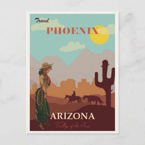 Vintage Phoenix Arizona Desert Cowgirl Postcard