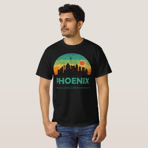 Vintage Phoenix Arizona Skyline Retro Sunset 80s T_Shirt
