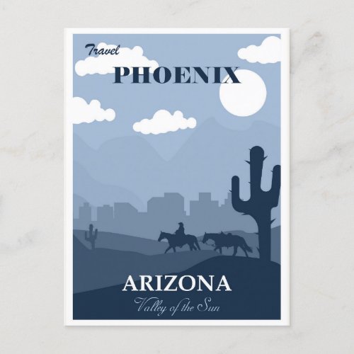 Vintage Phoenix Arizona Travel Poster Postcard