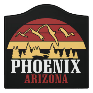 Vintage Phoenix Arizona USA Art Sunset Door Sign