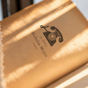 Vintage Phone illustration Ex Libris Book Self-inking Stamp