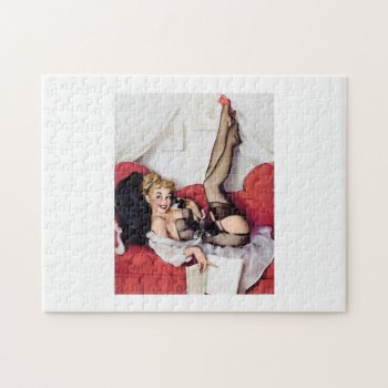 Vintage Phone Pin Up Girl.png Jigsaw Puzzle by PNGDesign at Zazzle