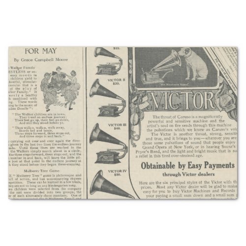 Vintage Phonograph Advertisement Tissue Paper