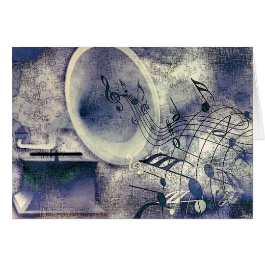 Vintage Phonograph and Music Card