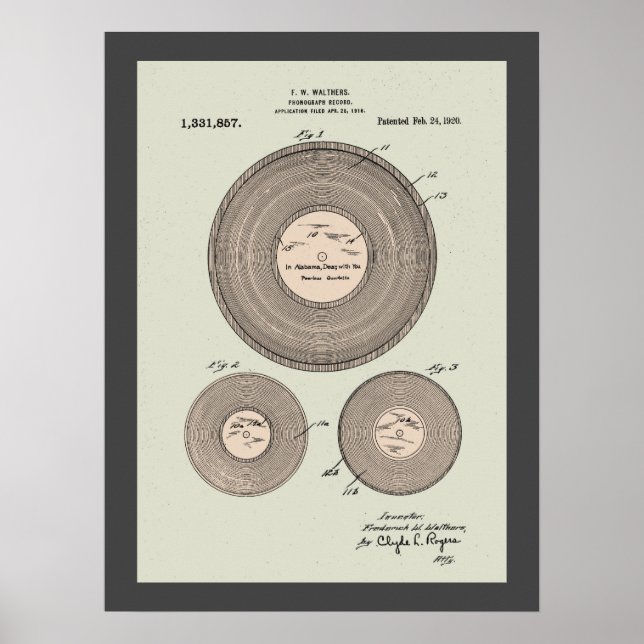 Vintage Phonograph Record Patent Poster (Front)