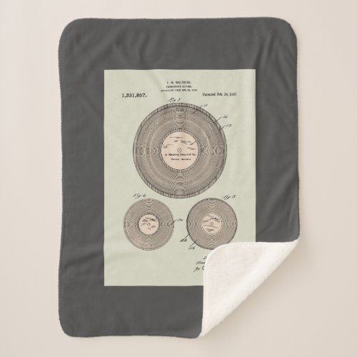 Vintage Phonograph Record Patent Sherpa Blanket