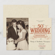 Vintage Photo 50th Wedding Anniversary Invitation