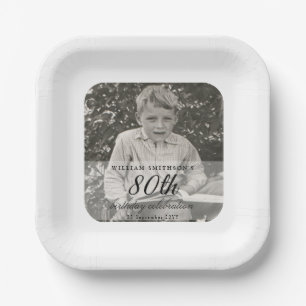 Vintage Photo 80th Birthday Paper Plates