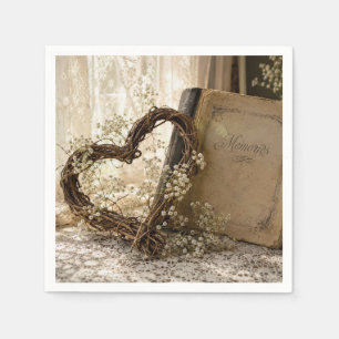 Vintage Photo Album with Grapevine Heart Napkins