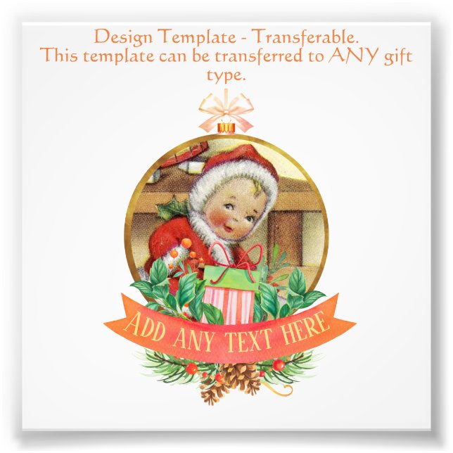 Vintage Photo Bauble Text Template Custom Gifts (Front)