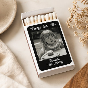 Vintage Photo Birthday Black & White Matchboxes