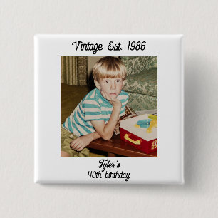 Vintage Photo Birthday Personalized Button