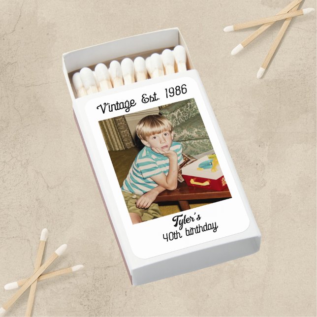 Vintage Photo Birthday Personalized Matchboxes (Creator Uploaded)