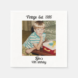 Vintage Photo Birthday Personalized Napkins