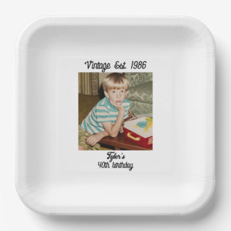 Vintage Photo Birthday Personalized  Paper Plates