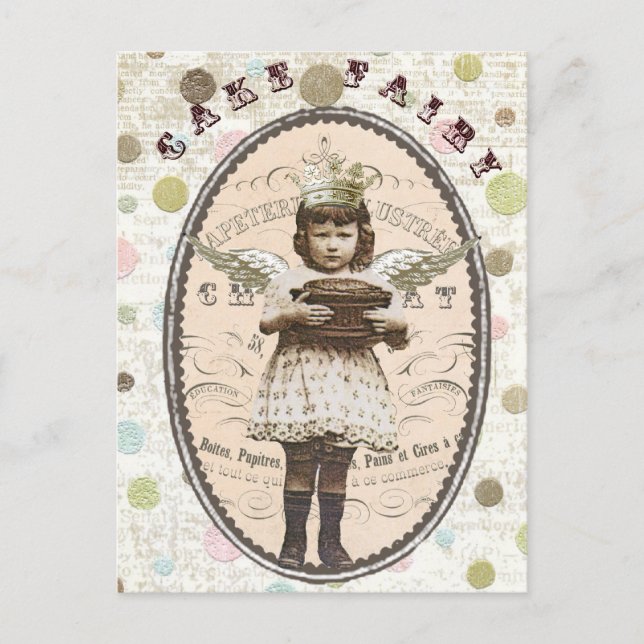 vintage photo cake fairy postcard (Front)