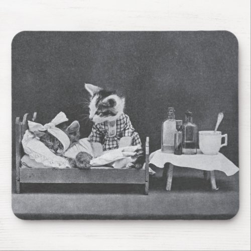 Vintage Photo _ Calling Nurse Kitty Mouse Pad