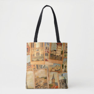 Vintage photo cards collage. European, Middle East Tote Bag