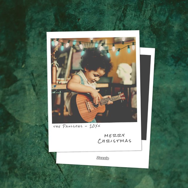 Vintage Photo Christmas Card - blue & white Lights (Creator Uploaded)