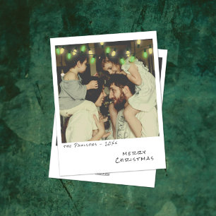 Vintage Photo Christmas Card Green & Yellow Lights