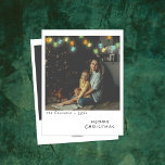 Vintage Photo Christmas Card - Multicolored Lights<br><div class="desc">Share heartfelt holiday memories with this customizable vintage-style Christmas card, designed to mimic the charm of a classic instant photo. The card features a photo template overlaid with a soft aged filter, giving your uploaded image a warm, nostalgic feel. Strung across the top of the card are retro, multicolored Christmas...</div>