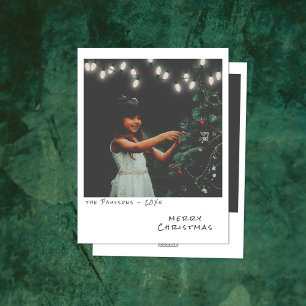 Vintage Photo Christmas Card - White Lights