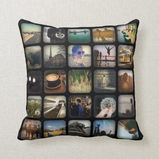 Vintage Photo Collage Retro Round Border Throw Pillow