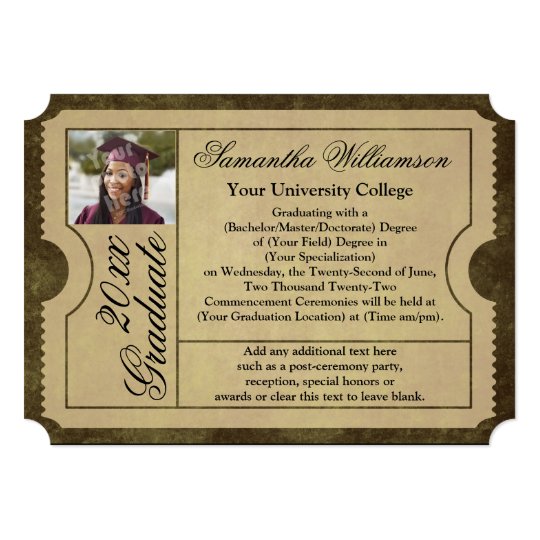 vintage photo college graduation ticket invitation zazzlecom