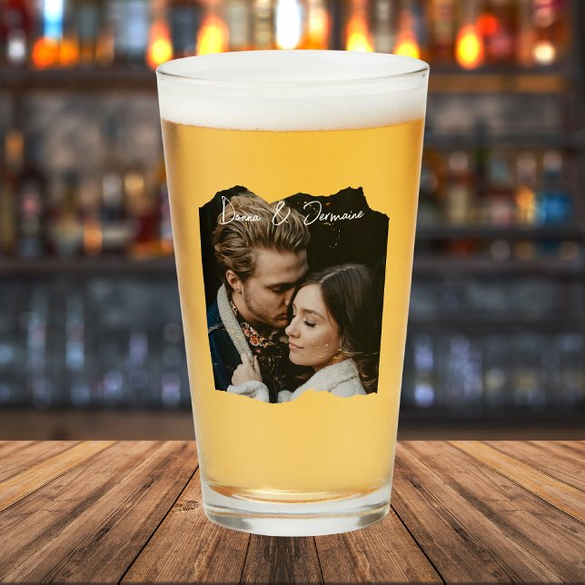 Vintage Photo Couple Customized Gift Beer  Glass (Creator Uploaded)