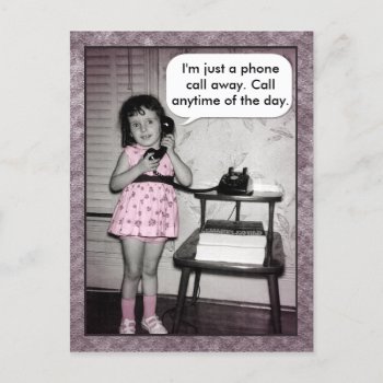 Vintage Photo Custom Phone Call Away Postcard by ironydesignphotos at Zazzle