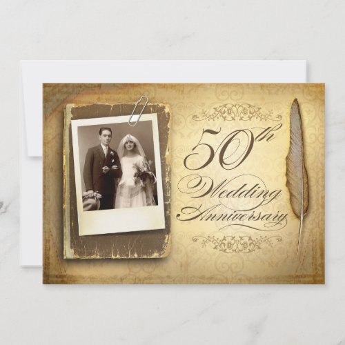 vintage photo fancy 50 anniversary invitations