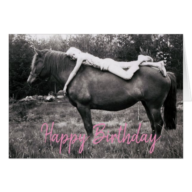 Vintage photo Finnish horse Birthday card (Front Horizontal)