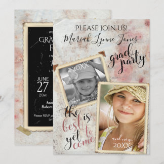 Vintage PHOTO Frames Then and Now Graduation Invitation