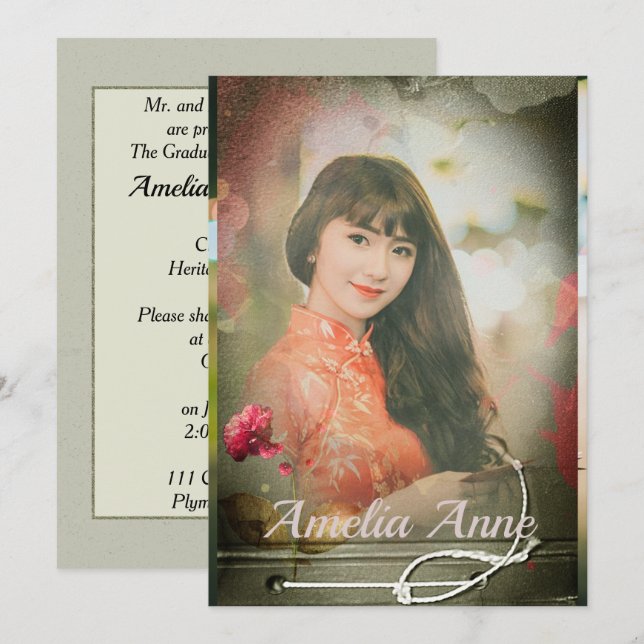 Vintage Photo Graduation Party Invitation (Front/Back)