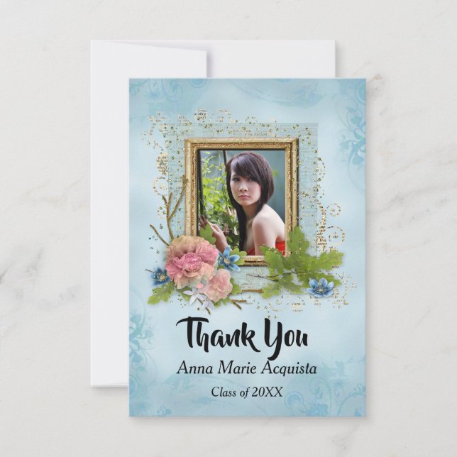 Vintage Photo Graduation Thank You (Front)