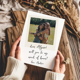 Vintage Photo Handwritten Maid of Honor Proposal Invitation