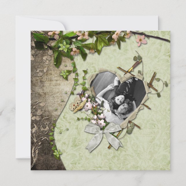 Vintage Photo Heart Cutout Save The Date (Front)