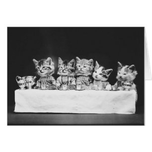 Vintage Photo - Kittens Having Tea, Cards