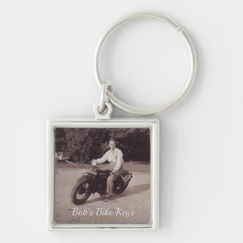 Vintage Photo Motorcycle Novelty Keychain