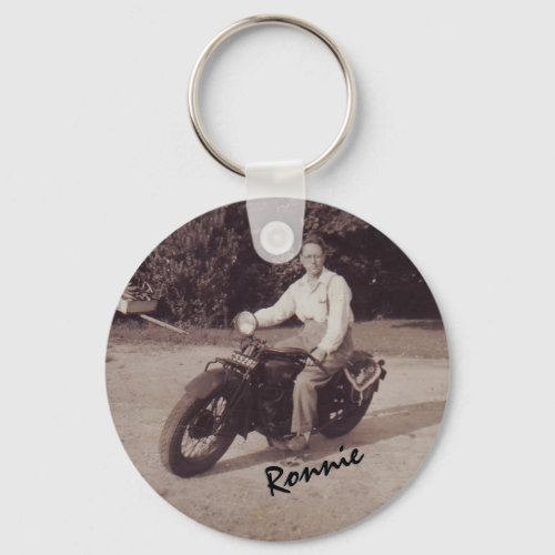 Vintage Photo Motorcycle Personalized Keychain